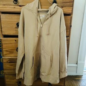 Beige Zip Up Sweatshirt